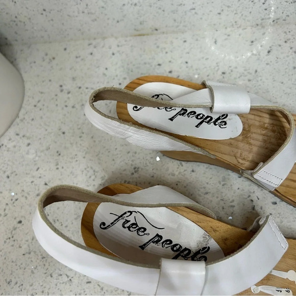 Free People Dune Wooden Beach White Leather Clog wood clog​​ - Picture 7 of 10